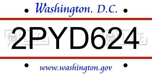 2PYD624 District Of Columbia License Plate