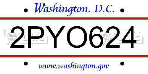 2PYO624 District Of Columbia License Plate