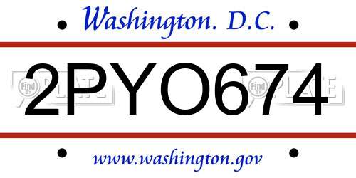 2PYO674 District Of Columbia License Plate