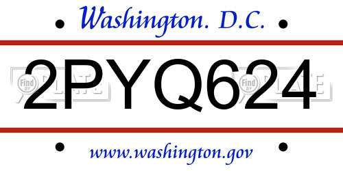 2PYQ624 District Of Columbia License Plate