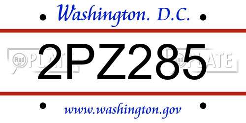 2PZ285 District Of Columbia License Plate