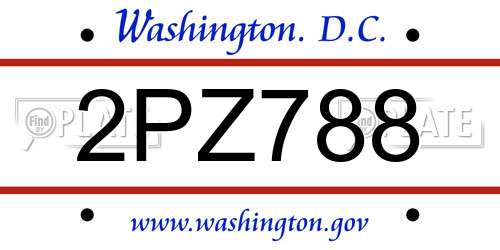 2PZ788 District Of Columbia License Plate