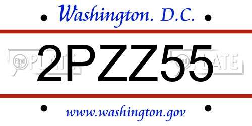 2PZZ55 District Of Columbia License Plate