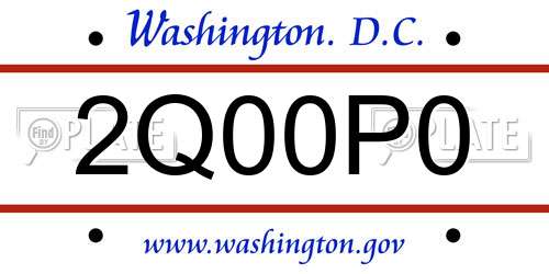 2Q00P0 District Of Columbia License Plate