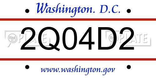 2Q04D2 District Of Columbia License Plate