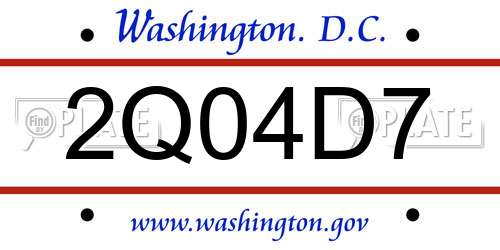 2Q04D7 District Of Columbia License Plate