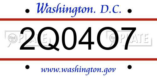 2Q04O7 District Of Columbia License Plate