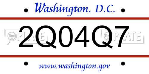 2Q04Q7 District Of Columbia License Plate