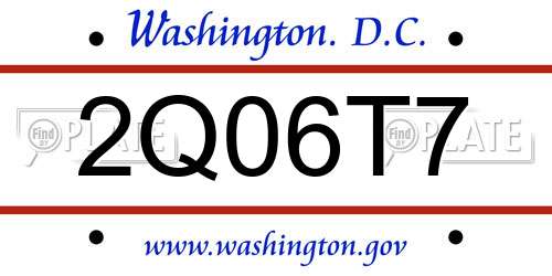 2Q06T7 District Of Columbia License Plate