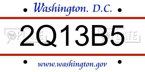 2Q13B5 District Of Columbia License Plate