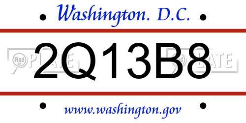2Q13B8 District Of Columbia License Plate