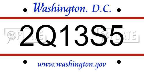 2Q13S5 District Of Columbia License Plate
