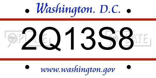 2Q13S8 District Of Columbia License Plate