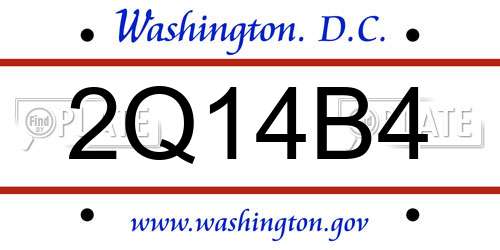 2Q14B4 District Of Columbia License Plate