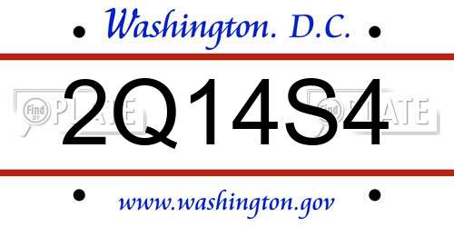 2Q14S4 District Of Columbia License Plate