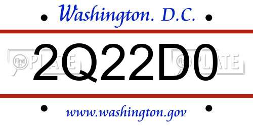 2Q22D0 District Of Columbia License Plate