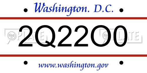 2Q22O0 District Of Columbia License Plate