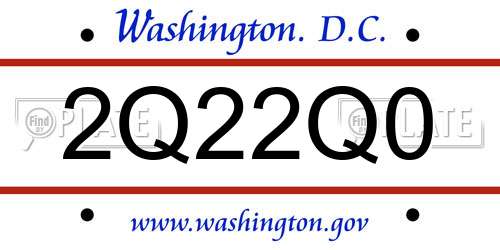 2Q22Q0 District Of Columbia License Plate