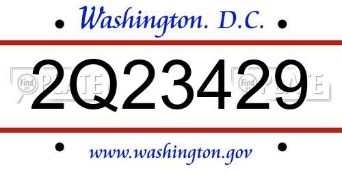 2Q23429 District Of Columbia License Plate