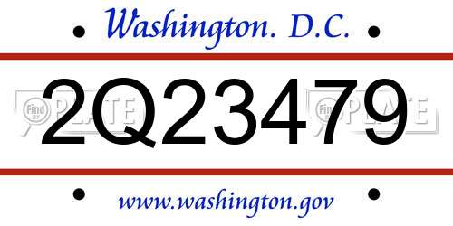 2Q23479 District Of Columbia License Plate