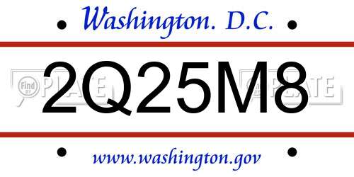 2Q25M8 District Of Columbia License Plate