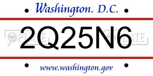 2Q25N6 District Of Columbia License Plate
