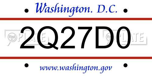 2Q27D0 District Of Columbia License Plate
