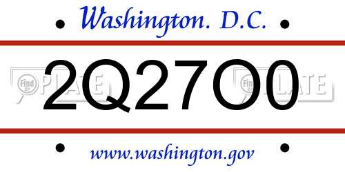 2Q27O0 District Of Columbia License Plate