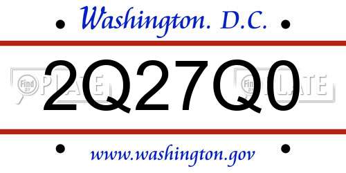 2Q27Q0 District Of Columbia License Plate