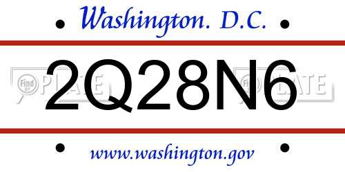 2Q28N6 District Of Columbia License Plate