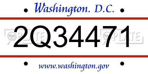 2Q34471 District Of Columbia License Plate