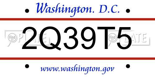 2Q39T5 District Of Columbia License Plate