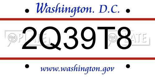 2Q39T8 District Of Columbia License Plate
