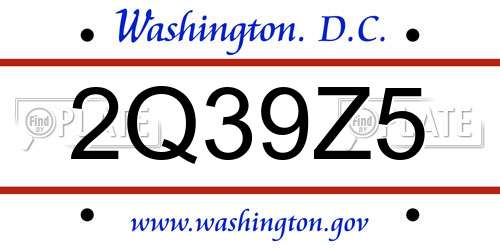 2Q39Z5 District Of Columbia License Plate