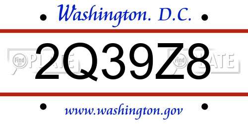 2Q39Z8 District Of Columbia License Plate