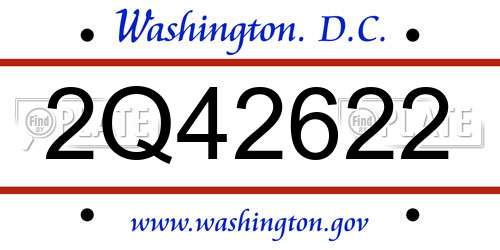2Q42622 District Of Columbia License Plate