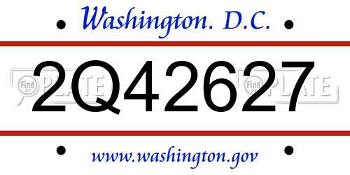 2Q42627 District Of Columbia License Plate