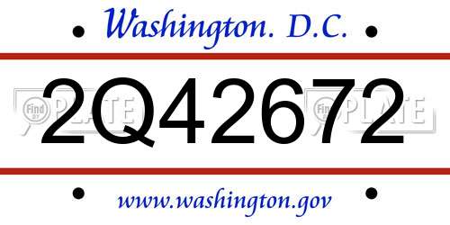 2Q42672 District Of Columbia License Plate