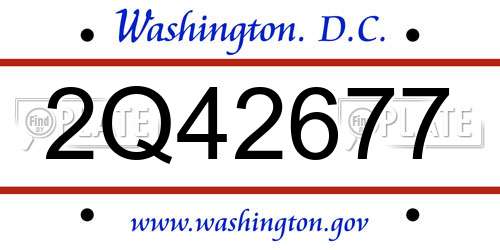 2Q42677 District Of Columbia License Plate