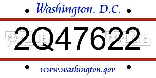 2Q47622 District Of Columbia License Plate