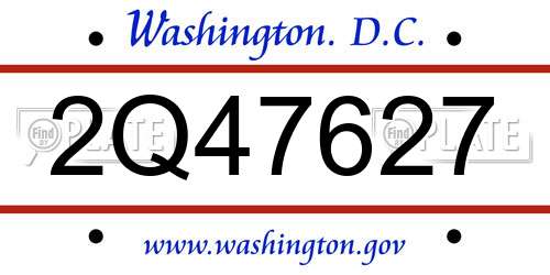 2Q47627 District Of Columbia License Plate