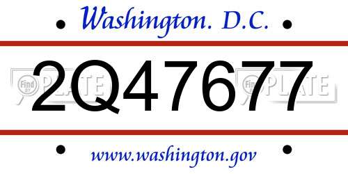 2Q47677 District Of Columbia License Plate