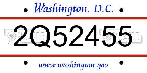 2Q52455 District Of Columbia License Plate