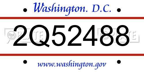 2Q52488 District Of Columbia License Plate