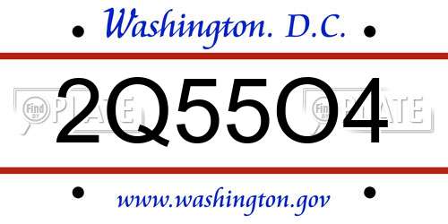 2Q55O4 District Of Columbia License Plate