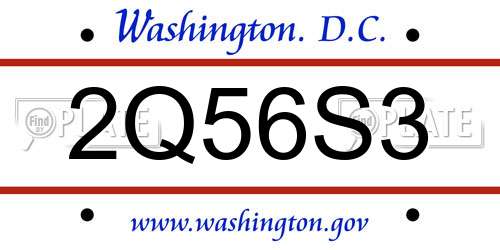 2Q56S3 District Of Columbia License Plate