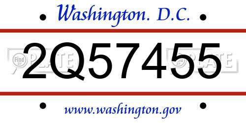 2Q57455 District Of Columbia License Plate