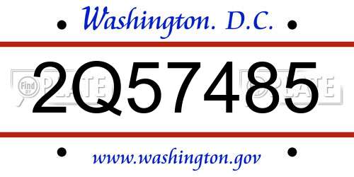 2Q57485 District Of Columbia License Plate