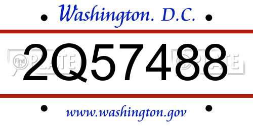 2Q57488 District Of Columbia License Plate