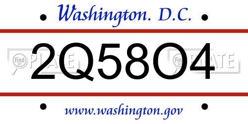 2Q58O4 District Of Columbia License Plate